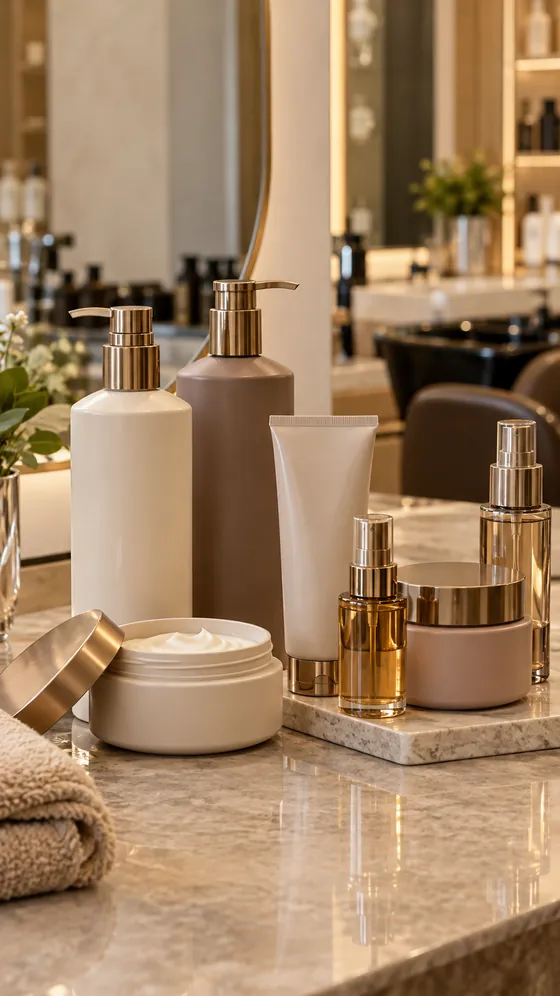 Productos capilares en un salón